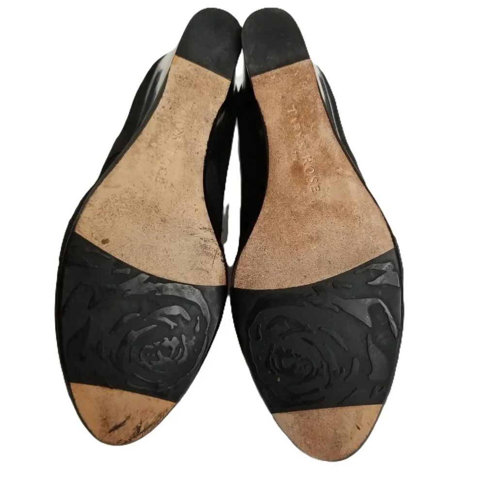 Taryn Rose Kimber Black Suede Wedge Pumps 7M Comfort Designer
